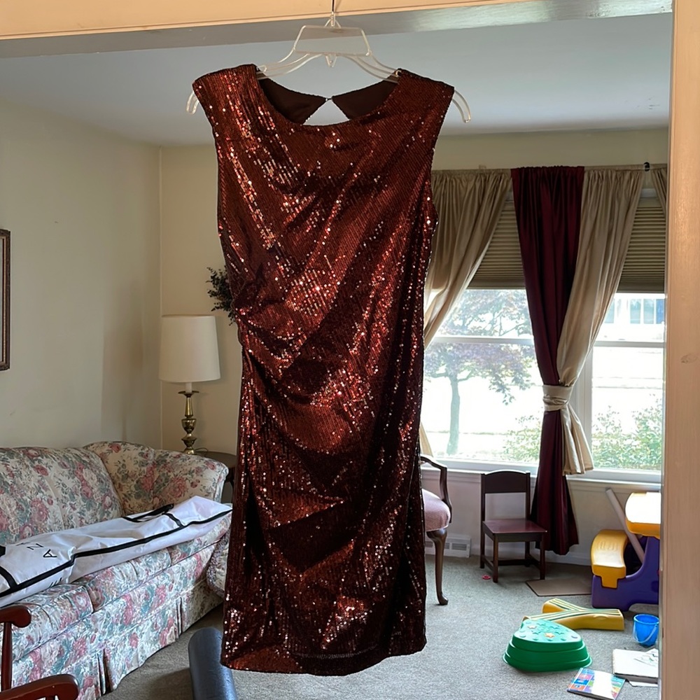 Brown Sequin Midi dress